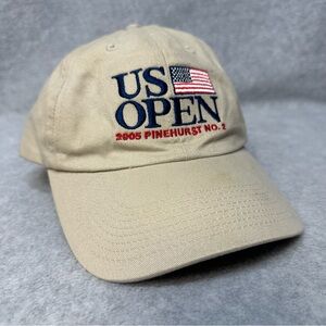 US Open 2005 Pinehurst Hat Cap Adult OSFA Beige Strap Back USGA Member Golf‎